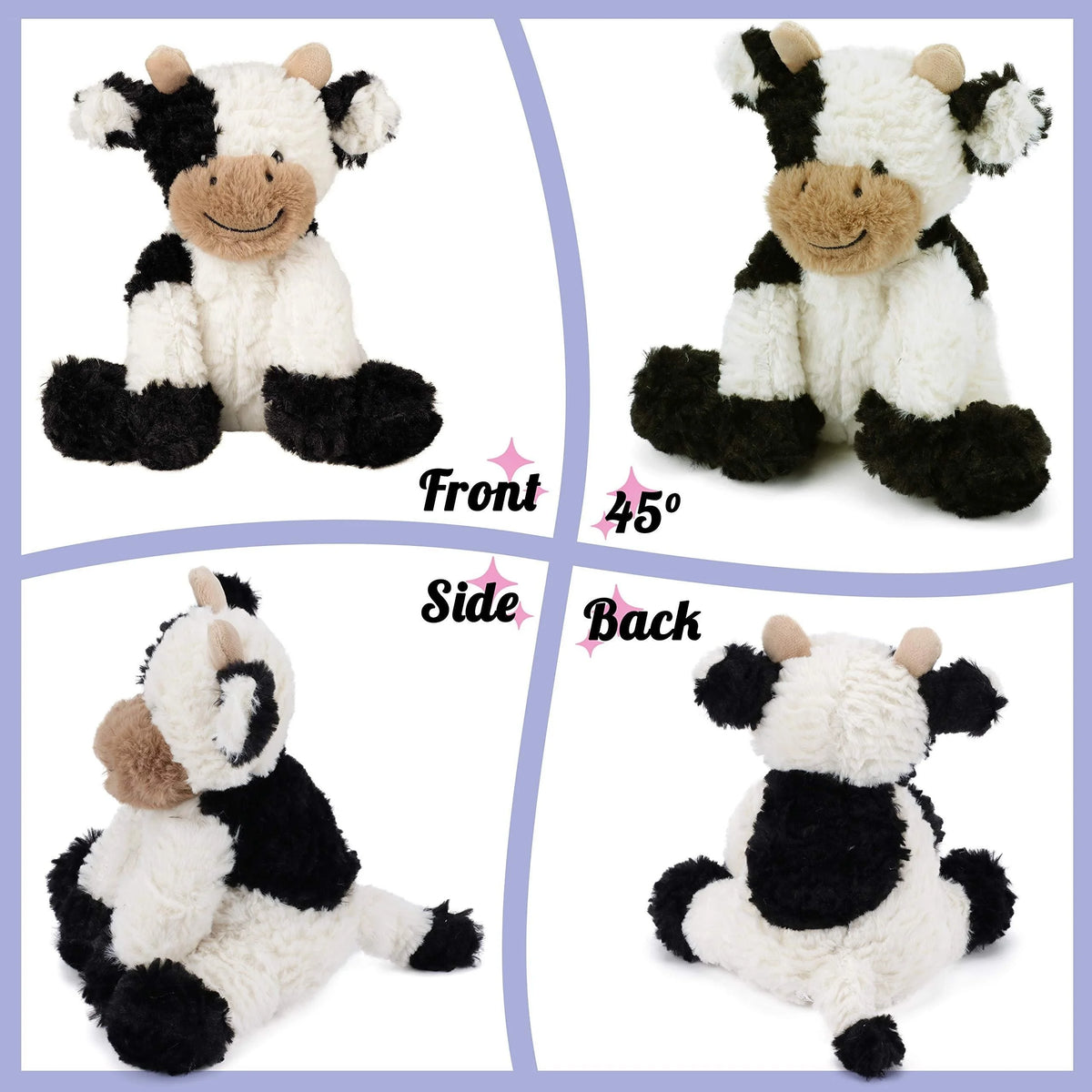 7.87in Cuddly Cow Plush Toy Soft Snuggly Stuffed Animal for Children Cute Silly Cow Doll Kawaii Cattle Plush Kids Birthday Gifts