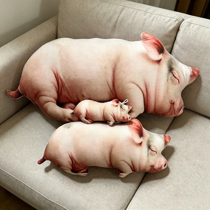 リアルな眠る豚のぬいぐるみクッション