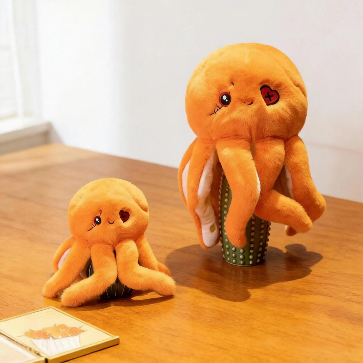 ふわふわ リバーシブル ハートの目パッチ タコ ぬいぐるみ