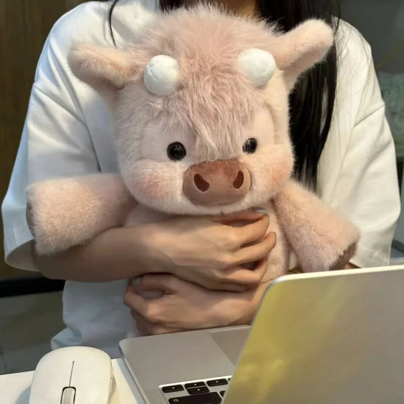 42cm Adorable Highland Cattle Plush Toy Huggable Running Cow Stuffed Animal Made with Premium Soft Fabric, Soothing Companion