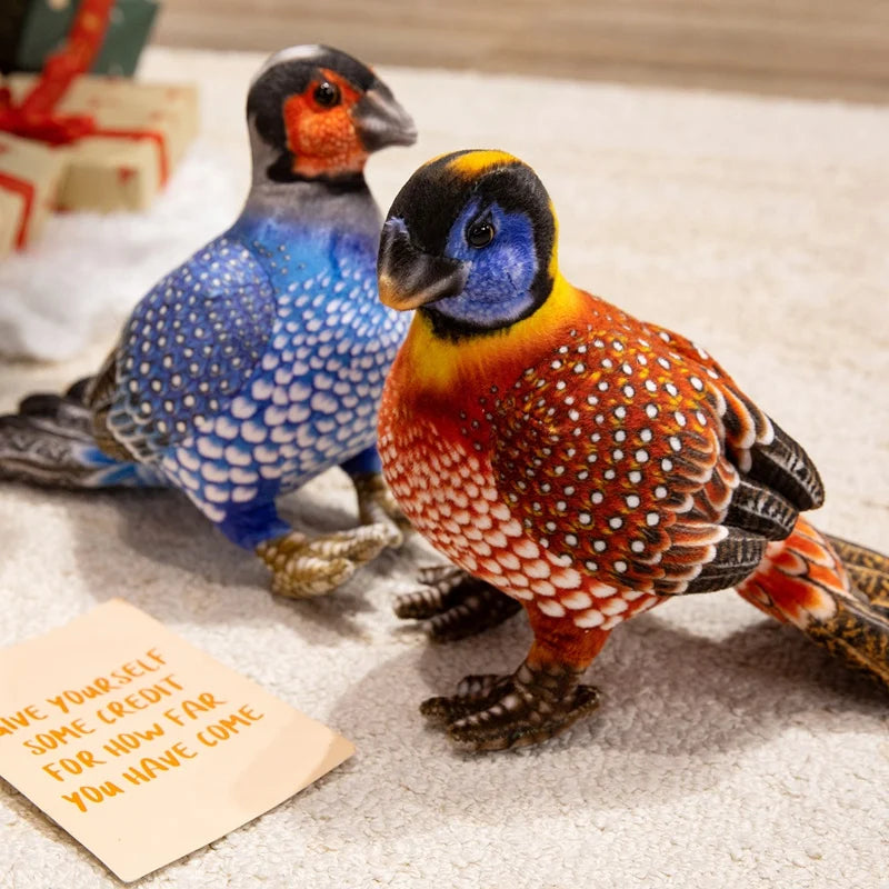 リアルなカラフル斑点模様 ゴジュケイ鳥のぬいぐるみ