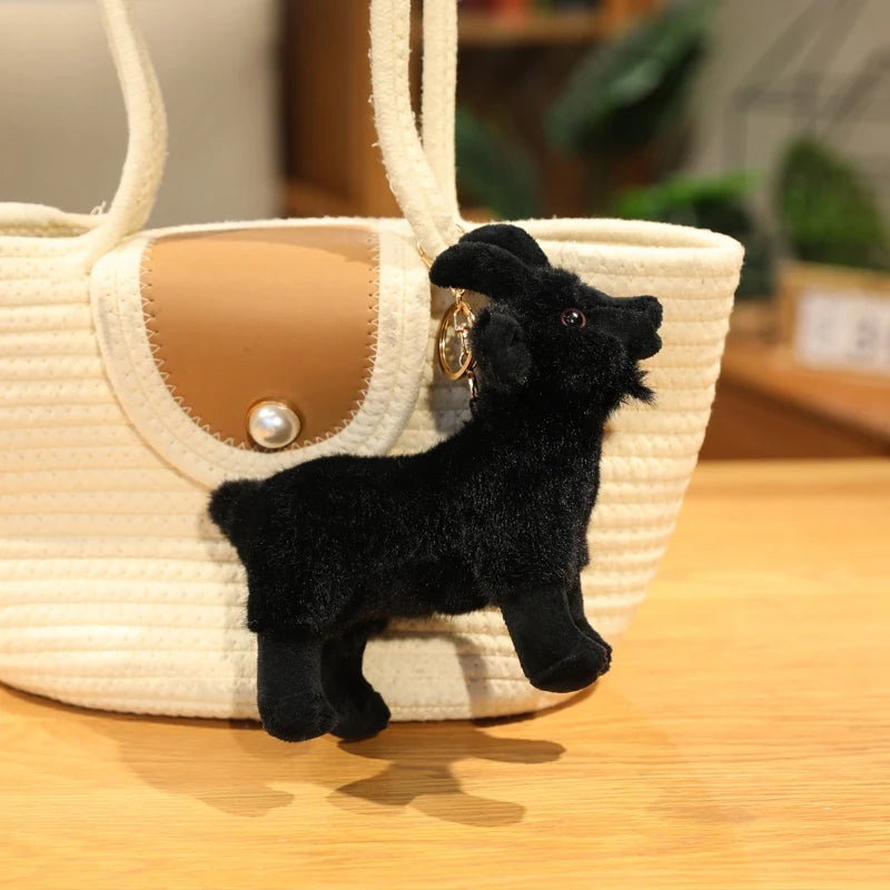 立つ白黒ヤギぬいぐるみ2匹セット 角と髭付き