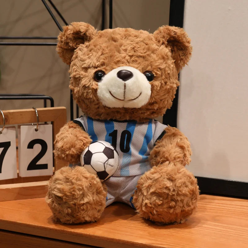 クリーム色のサッカー ドイツ代表 ユニフォーム テディベア ボール付き