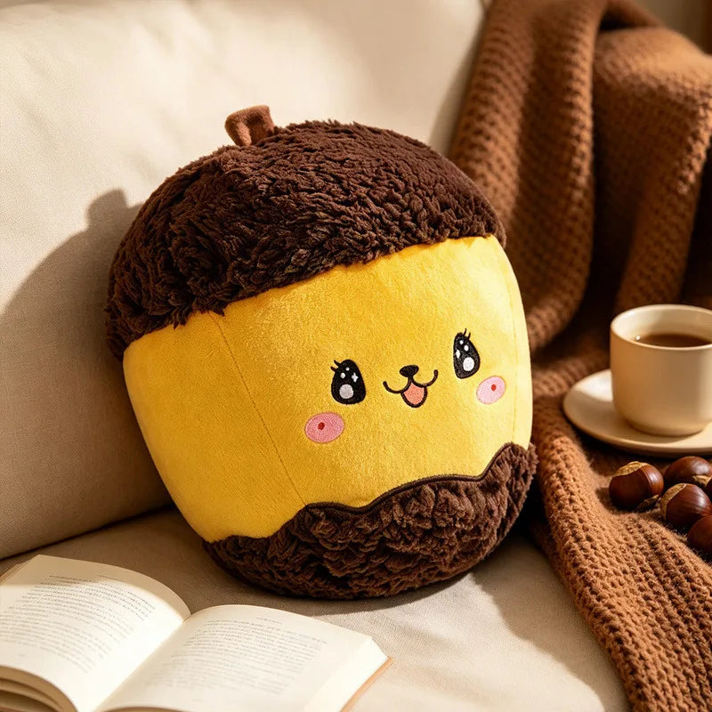 Happy Chestnut Family Plush Toys Cotton Stuffed Cartoon Smile Hazelnut Doll Soft Cozy Throw Pillow Kawaii Home Decor Kids Gift