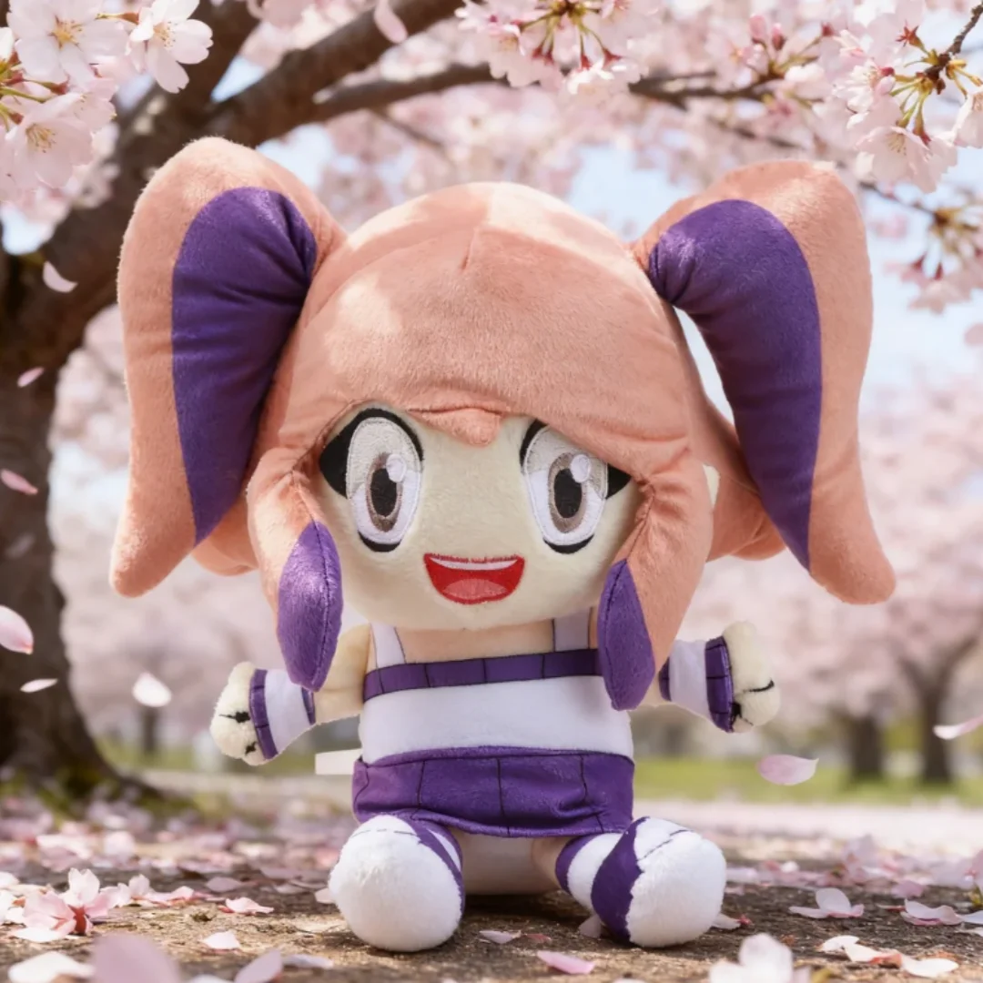 ピーチとパープルの可愛いアニメ風キャラクターぬいぐるみ