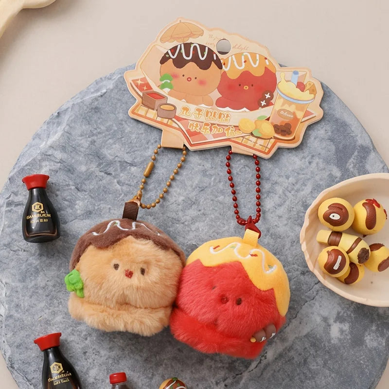 ぷっくり可愛い 料理モチーフ ぬいぐるみ マスコットキーホルダー イラストカード付き