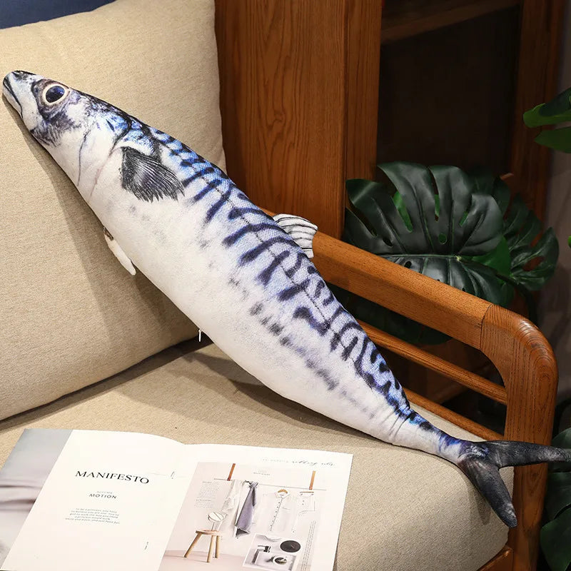 40/60cm Simulation Funny Fish Plush Toy Soft Stuffed Animal Lifelike Tuna or Mackerel Plush Pillow Kids Birthday Gift Home Decor