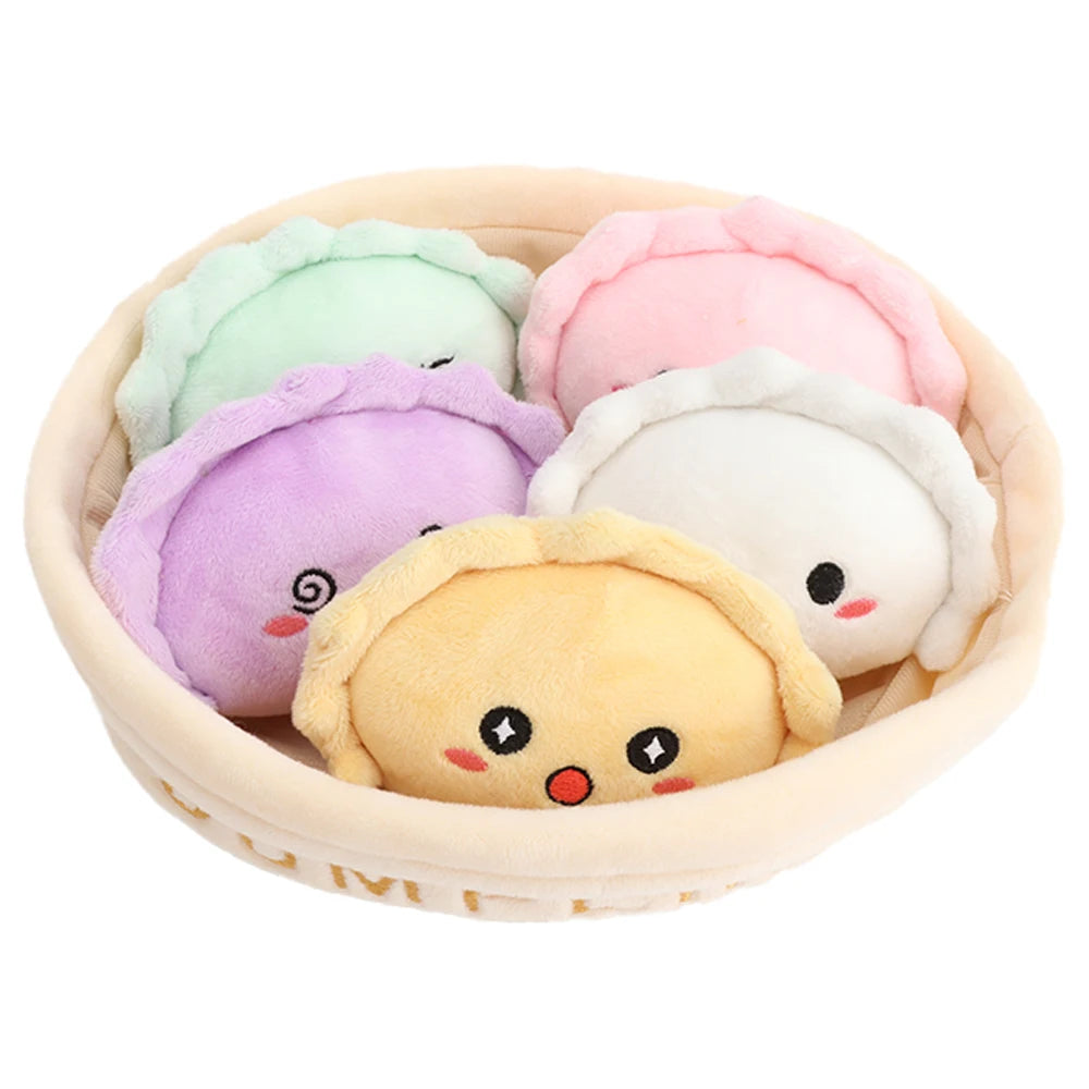 かわいい ふわふわ ミニ ぬいぐるみ ひよこ と 餃子 バスケット入り