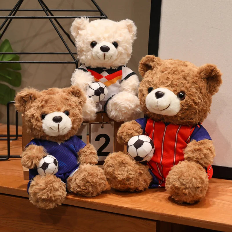 クリーム色のサッカー ドイツ代表 ユニフォーム テディベア ボール付き