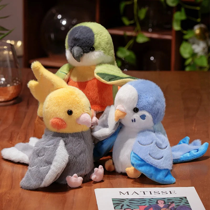 20cm Cute Bird Plush Toys Parrot Cosplay Plush Doll Educational Baby Toys Kawaii Cockatiel/Budgerigar/Monk Parakeet Hand Puppet