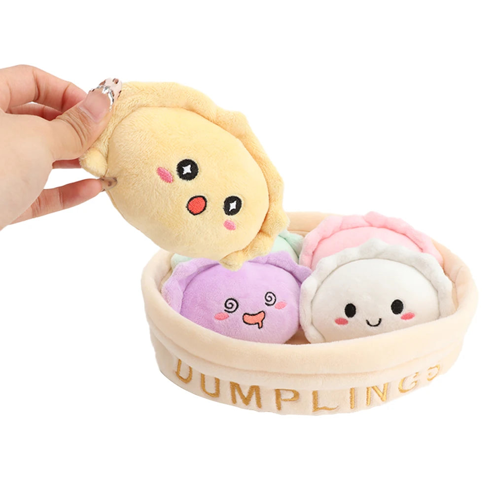 かわいい ふわふわ ミニ ぬいぐるみ ひよこ と 餃子 バスケット入り