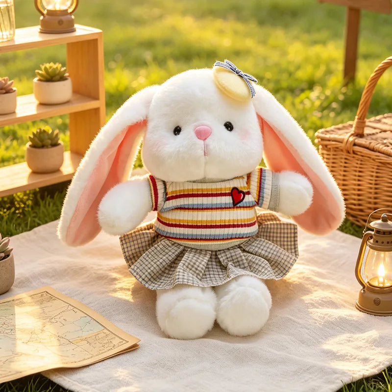 23cm Cute Rabbit Plush Toy Stuffed Animal Bunny Soft Doll Sleep Hug Pillow Kawaii Rabbit with Dress Gift for Girls