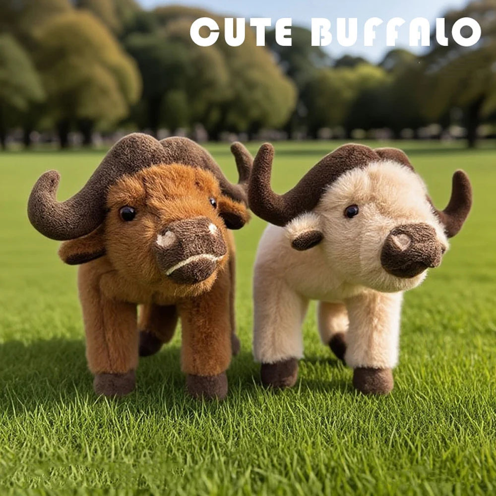 25cm Simulation Highland Cow Plush Toys Soft Stuffed Cattle or Buffalo Plush Toy Kawaii Kids Baby Birthday Gifts Home Room Decor