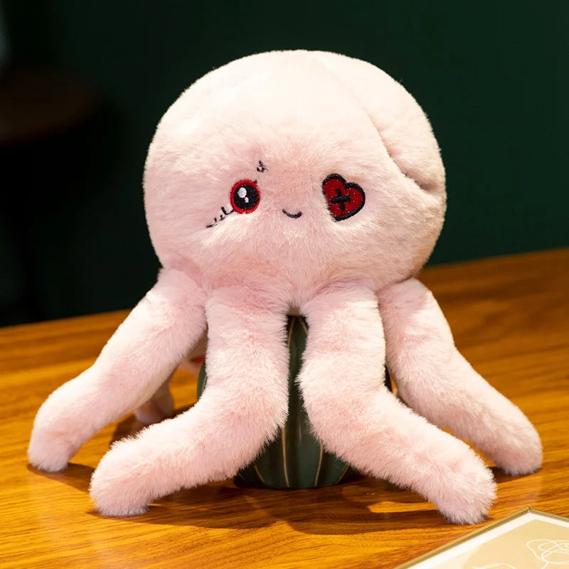 ふわふわ リバーシブル ハートの目パッチ タコ ぬいぐるみ