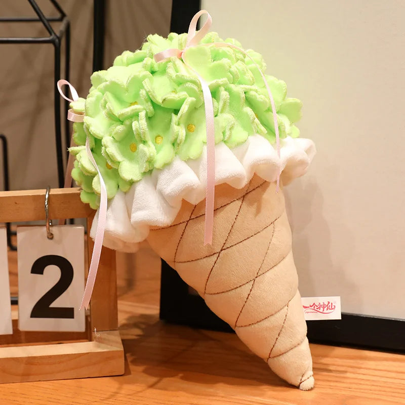 Simulation Cute Ice Cream Bouquet Plush Toy Soft Stuffed Food Delicious Dessert Plushie Throw Pillow Sofa Cushion Home Decor