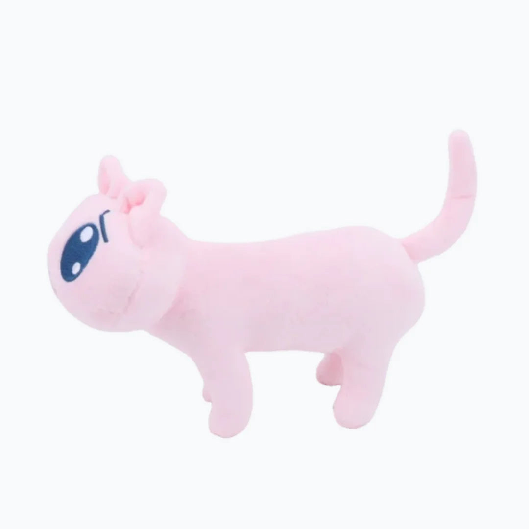 困り顔の薄ピンク猫ぬいぐるみ