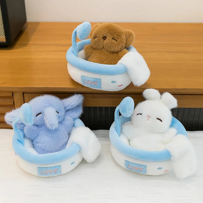 ミニ お風呂タイム 寝そべり 動物 ぬいぐるみ