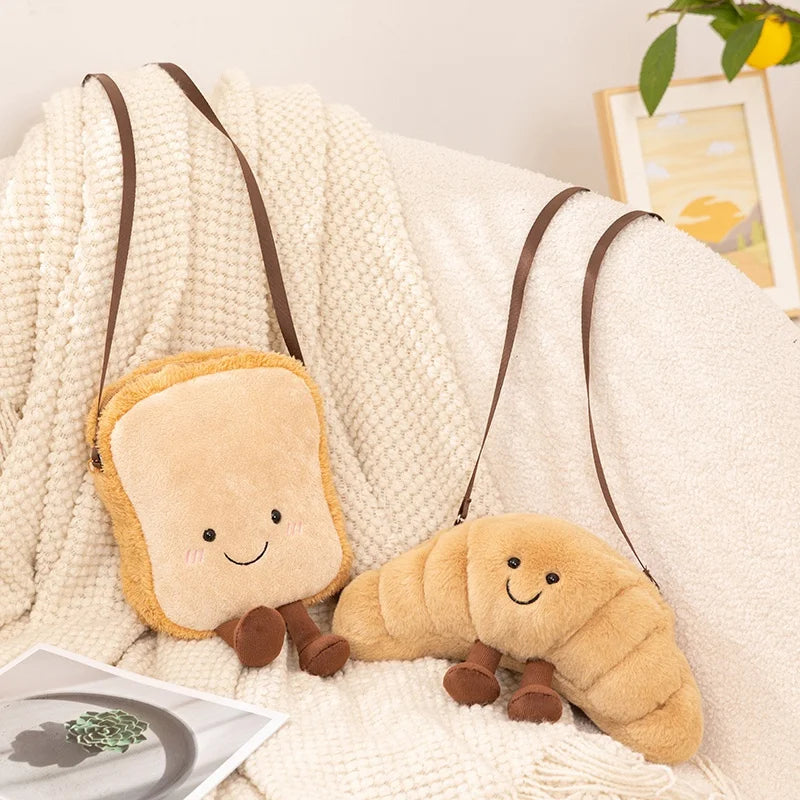 かわいい 食パン型 ぬいぐるみ ミニ ショルダーバッグ