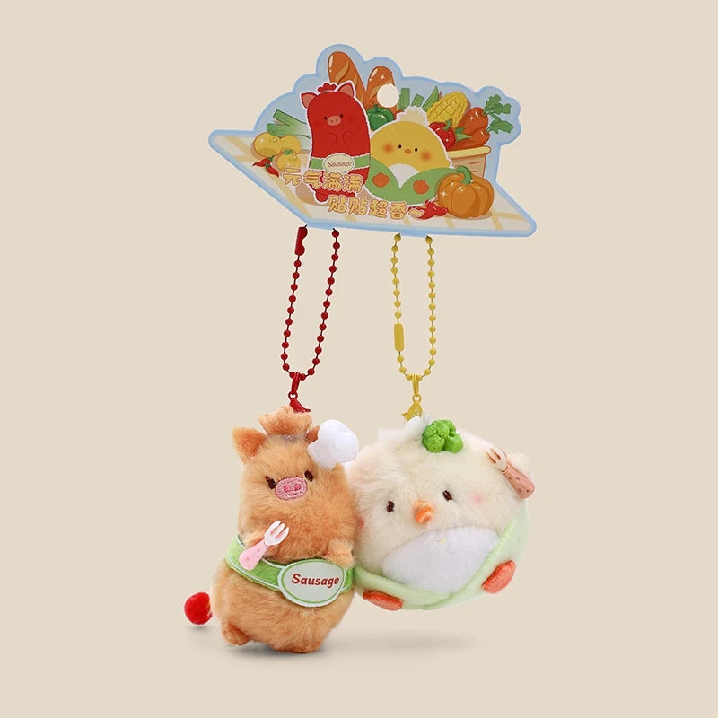 ぷっくり可愛い 料理モチーフ ぬいぐるみ マスコットキーホルダー イラストカード付き