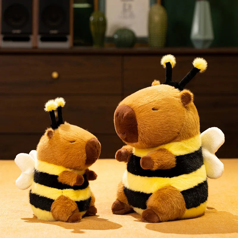 ふわふわ眠り目ミツバチカピバラぬいぐるみ