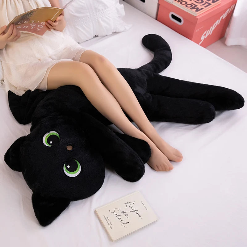 緑の目 羽付き 黒猫 ふわふわ ぬいぐるみ