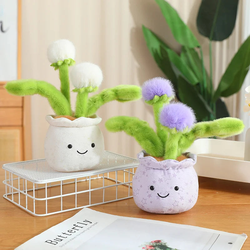 かわいい ふわふわ 踊る 花の ぬいぐるみ 鉢植え