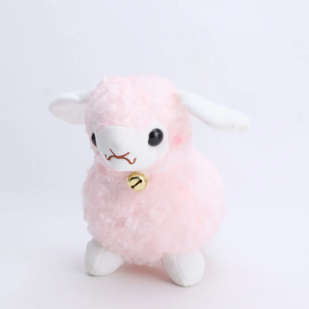 可愛い ふわふわ 羊のぬいぐるみ 白とピンク 金の鈴付き