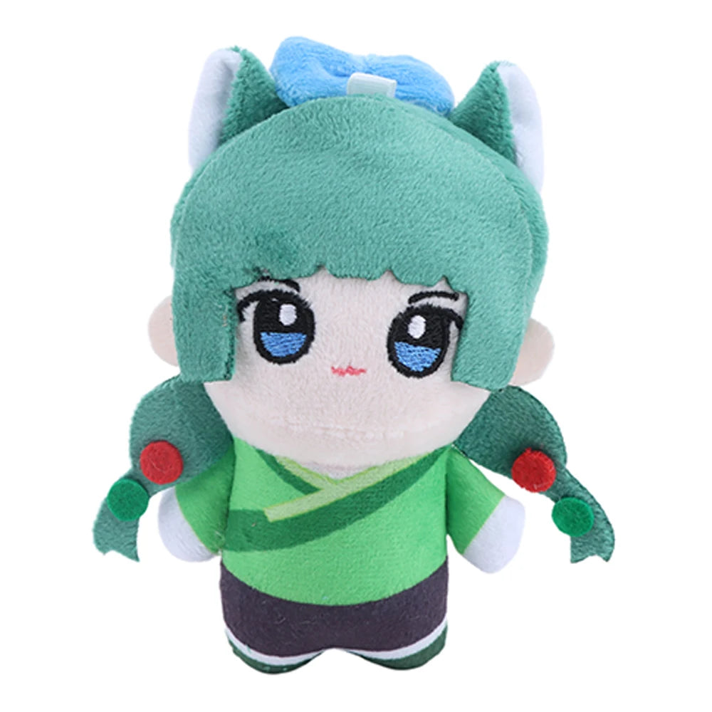 かわいい ちびキャラ ぬいぐるみ 紫の和装と緑のフード 2個セット