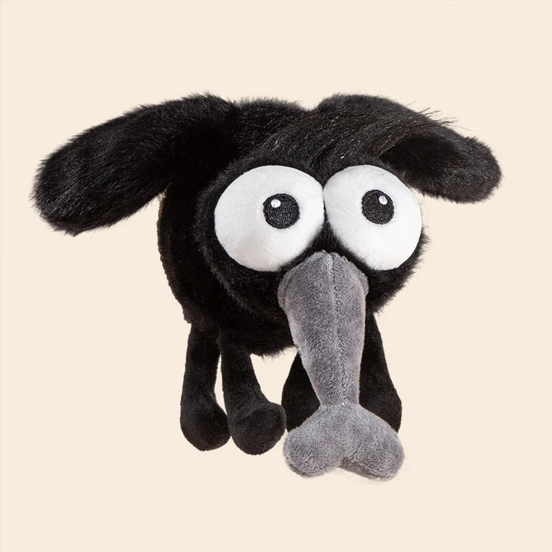 ユニークな大きな目の黒い蚊のぬいぐるみ