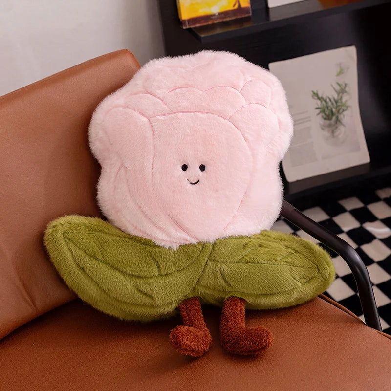 可愛らしい 顔付き バラの花 ふわふわ ぬいぐるみクッション