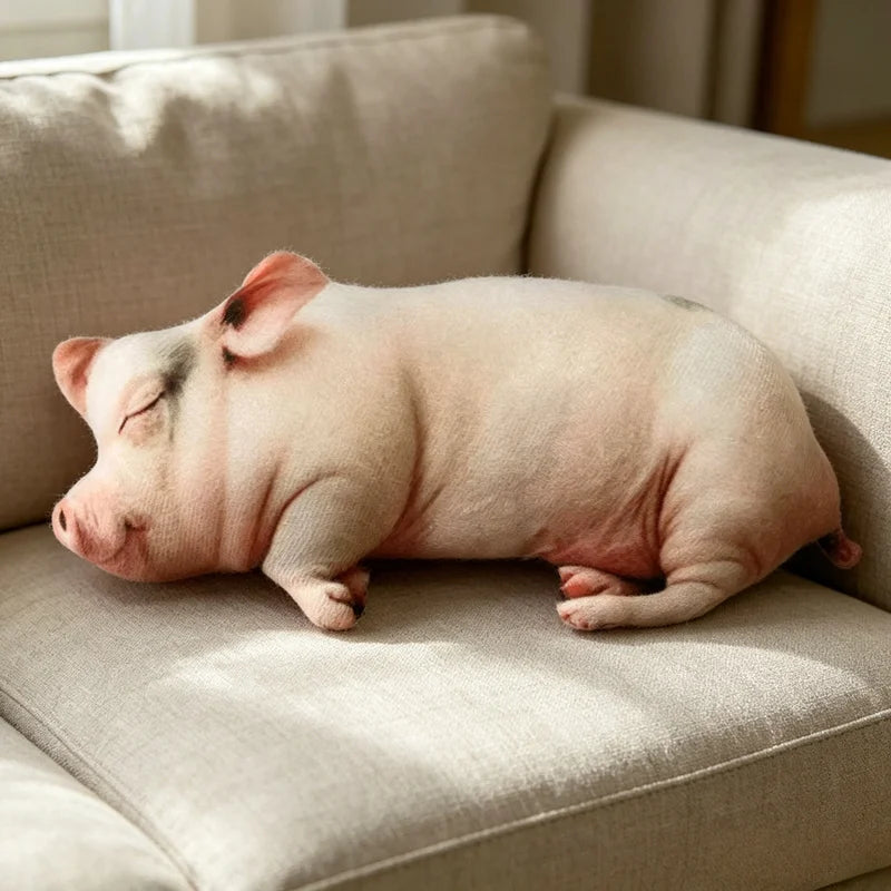 リアルな眠る豚のぬいぐるみクッション