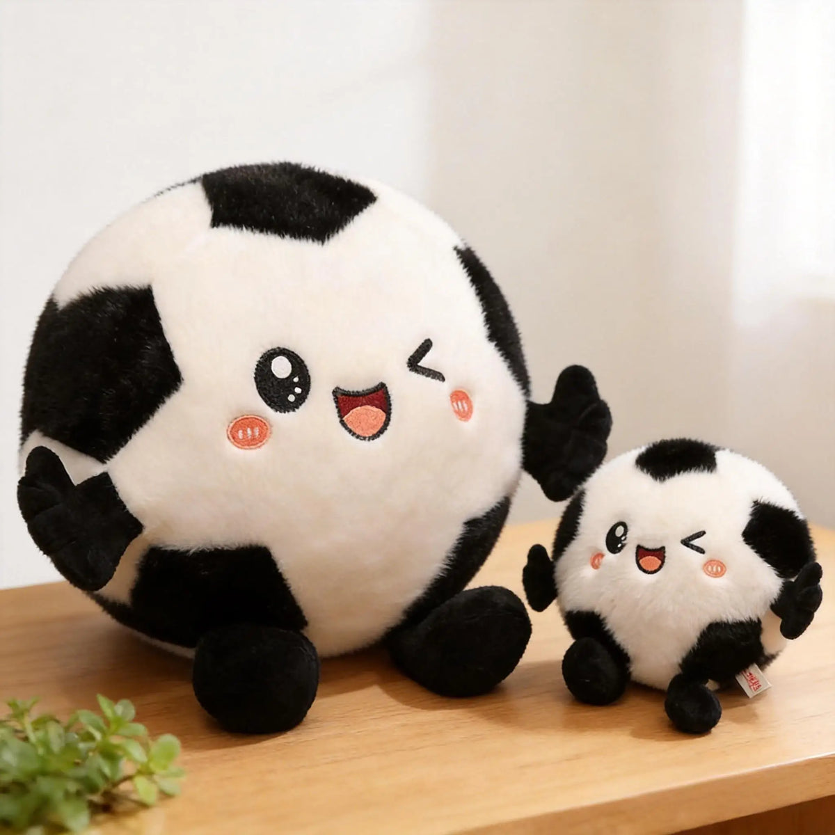 ウィンク顔 ふわふわ サッカーボール ぬいぐるみ