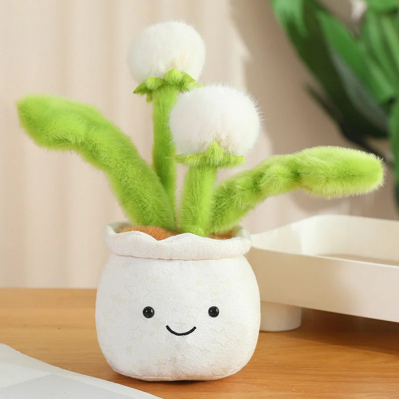 かわいい ふわふわ 踊る 花の ぬいぐるみ 鉢植え
