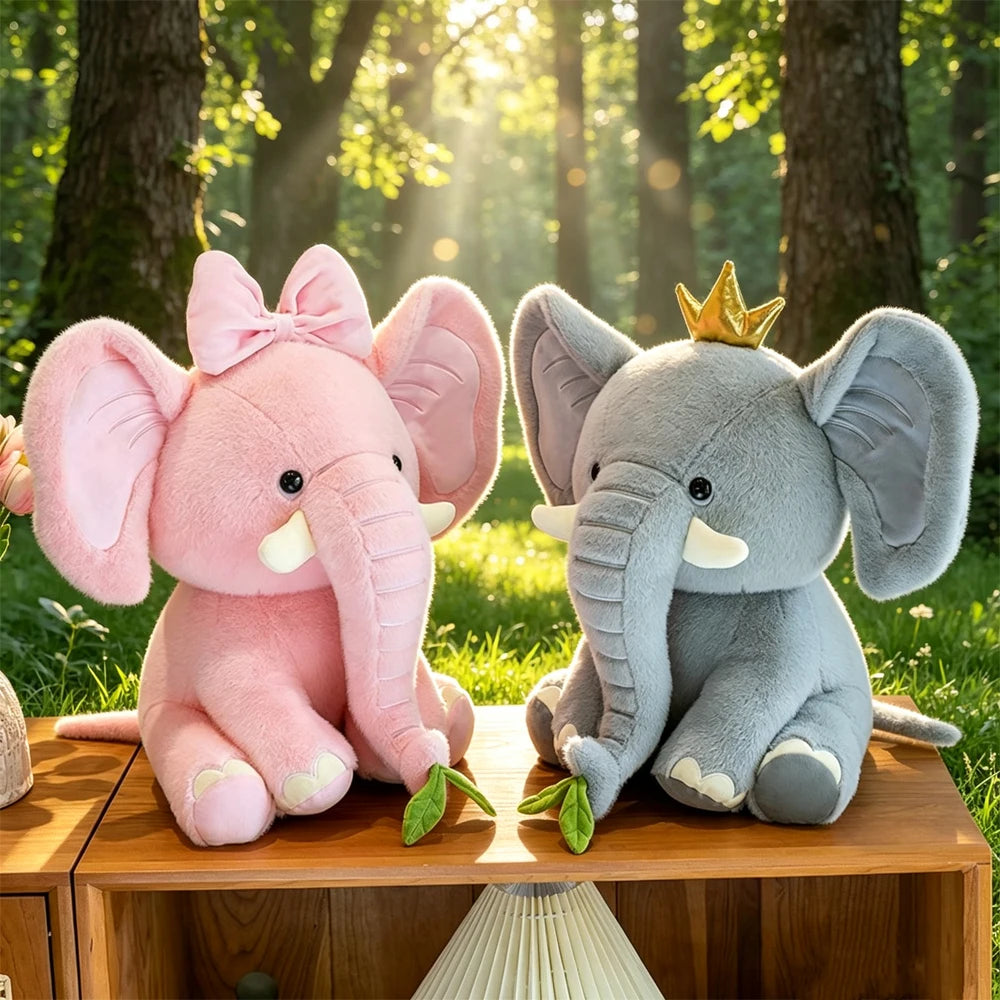 かわいい ピンクの リボン付き ゾウ ぬいぐるみ