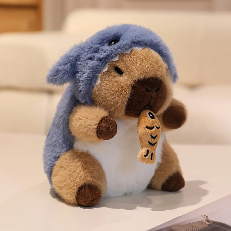 22cm Cute Capybara Plush Toys Pull the String to Transform into Dinosaur, Rabbit, Shark, Bee, Cockroach Capibara Toys for Kids