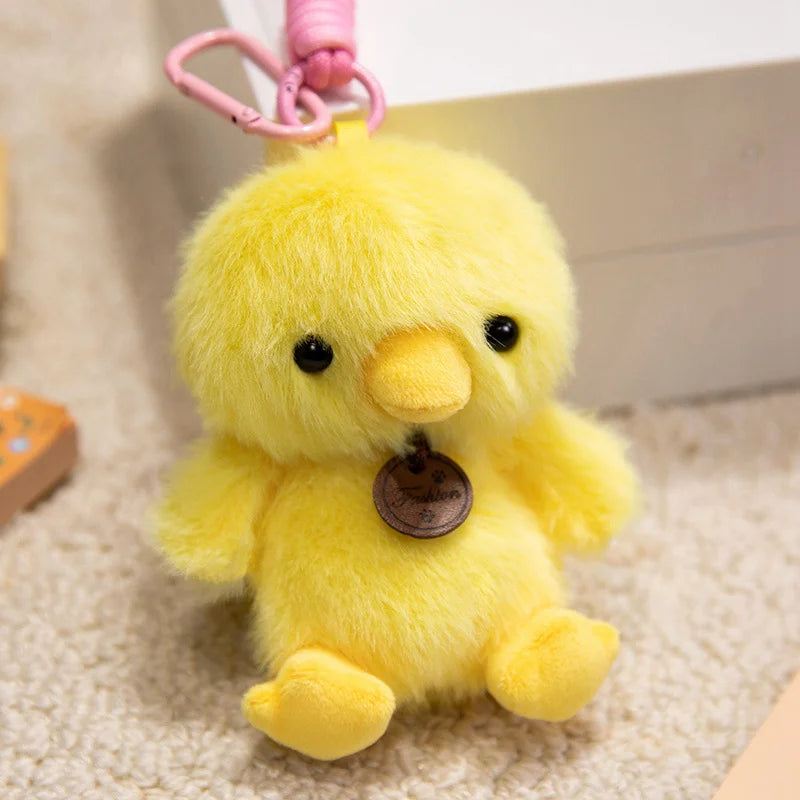 ふわふわ動物のタグ付きぬいぐるみキーホルダー