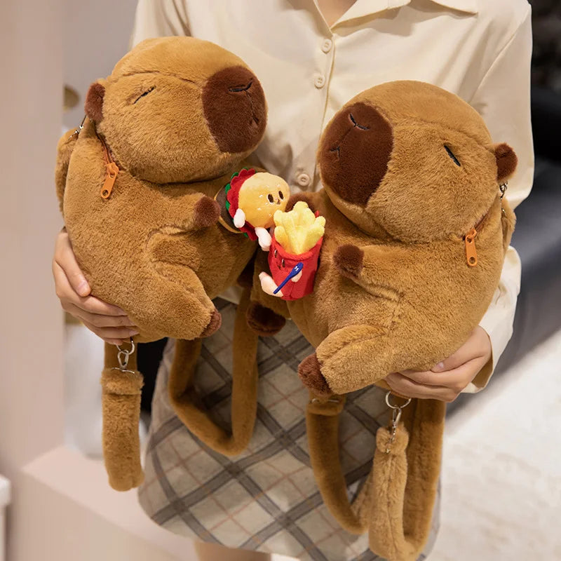 カピバラ ぬいぐるみ ふわふわ ショルダーバッグ みかん付き