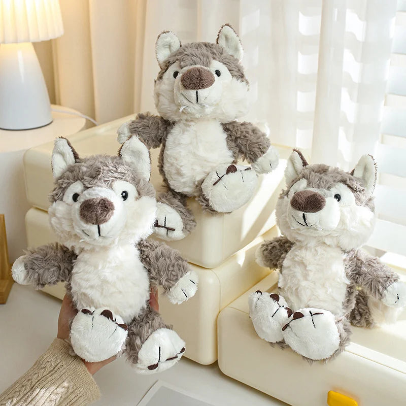 24cm Cute Fluffy Wolf Plush Toys Soft Cartoon Grey Wolf Soft Stuffed Animals Doll Kids Birthday Gift Accompany the Sleeping Doll