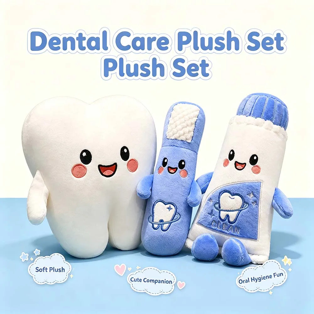 Cute Cartoon Dental Plush Toy Soft Teeth Cleaning Plush Doll Toothbrush Toothpaste Brushing Learning Models Best Gifts