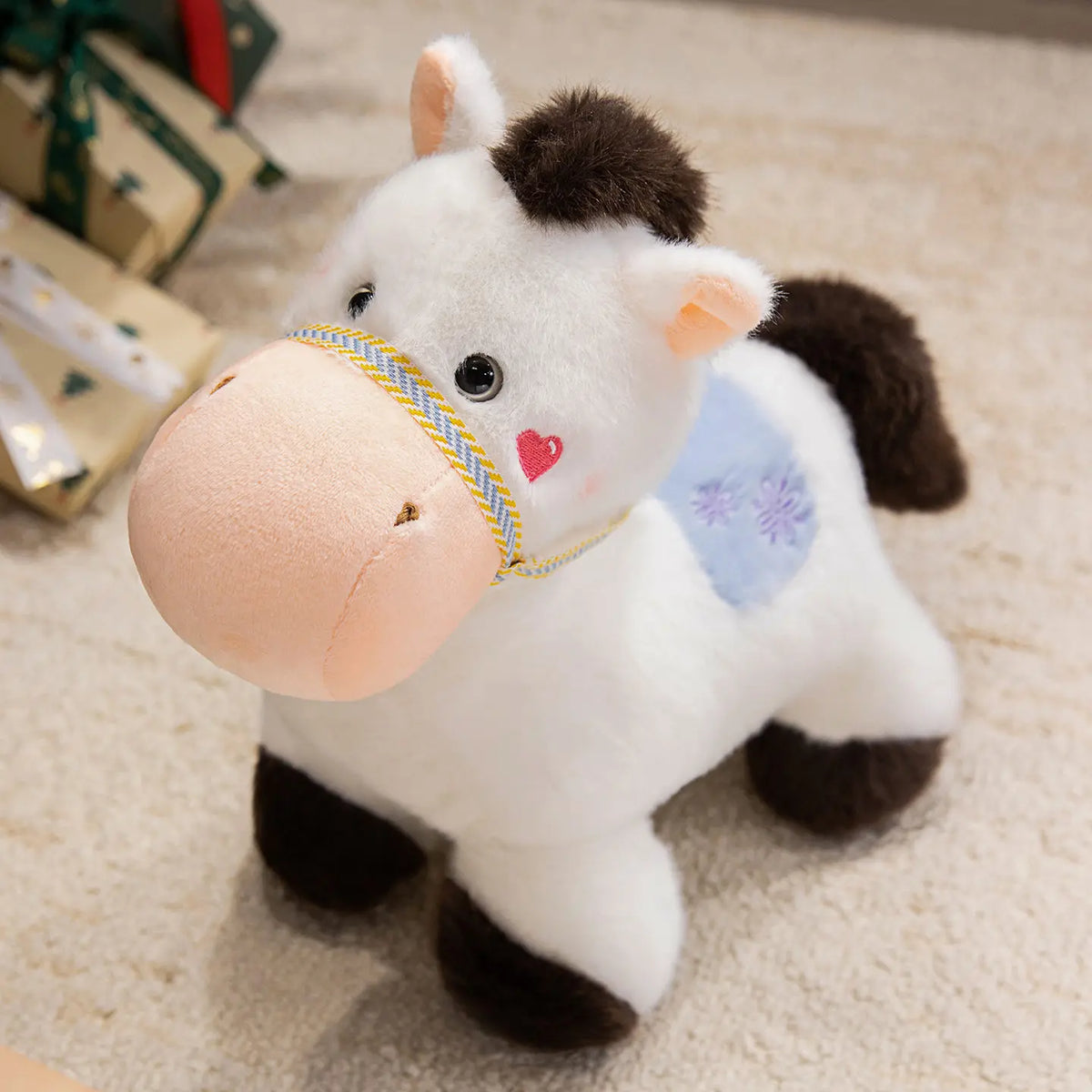 かわいい馬のぬいぐるみ ふわふわ ハーネスと模様