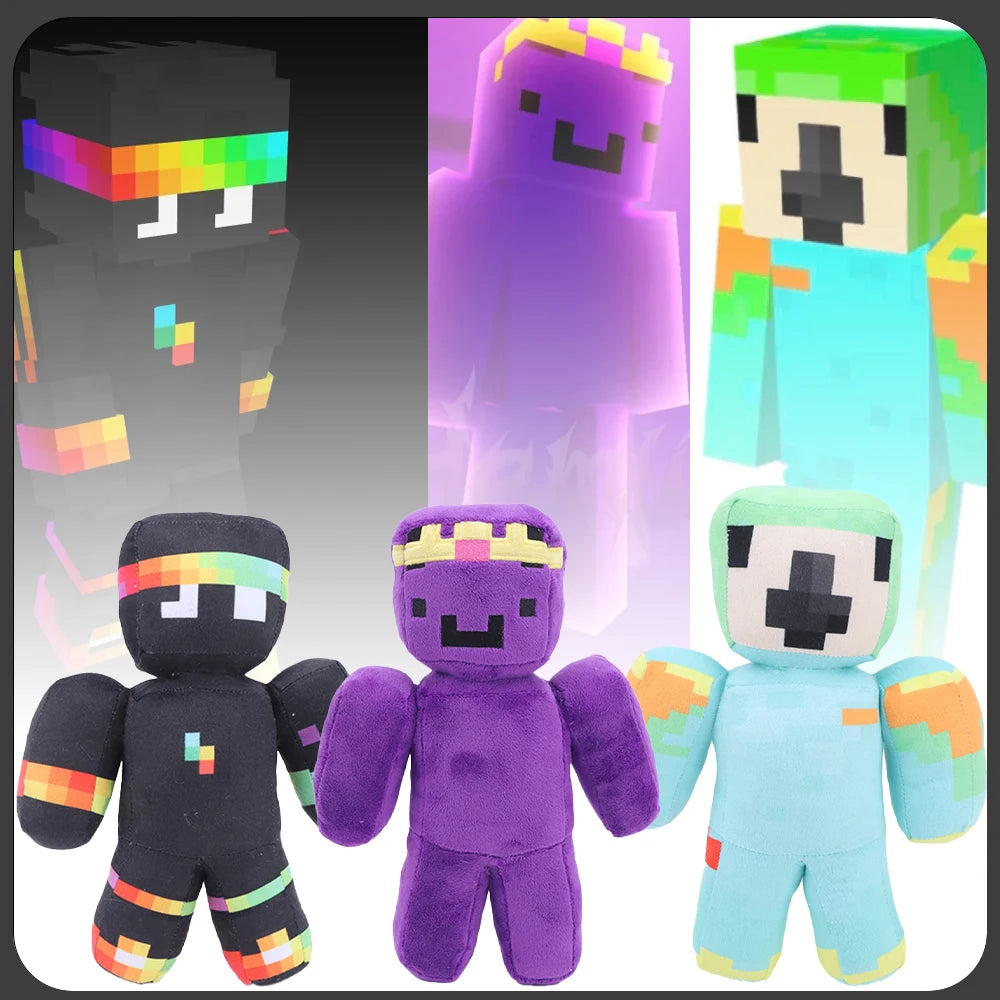 マインクラフト風 レインボーヘッドバンド 黒 ぬいぐるみ