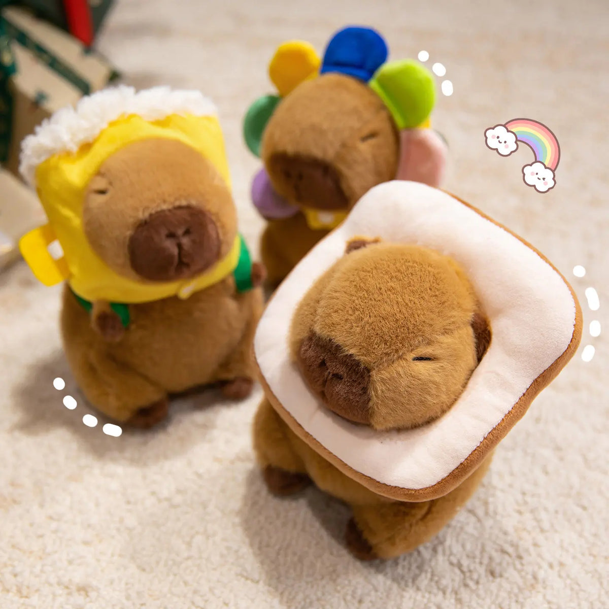 選べる！眠れるカピバラの可愛いコスチュームぬいぐるみ