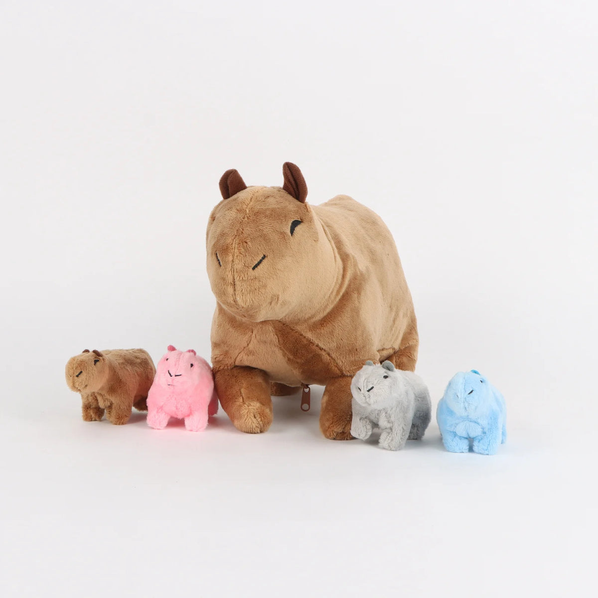 Kawaii Simulation Capybara Plush Toys Mother-child Water Guinea Pig Five-piece Soft Animal Doll For Boys and Girls Birthday Gift