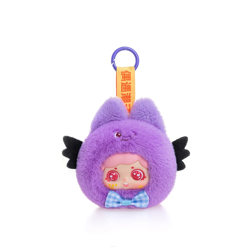 ふわふわ ピンク クマ耳 天使の羽 ぬいぐるみ キーホルダー