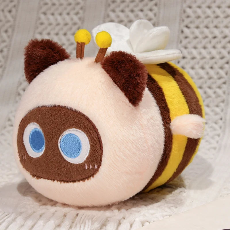 ふわふわの黒と黄色のハチ ぬいぐるみバッグ