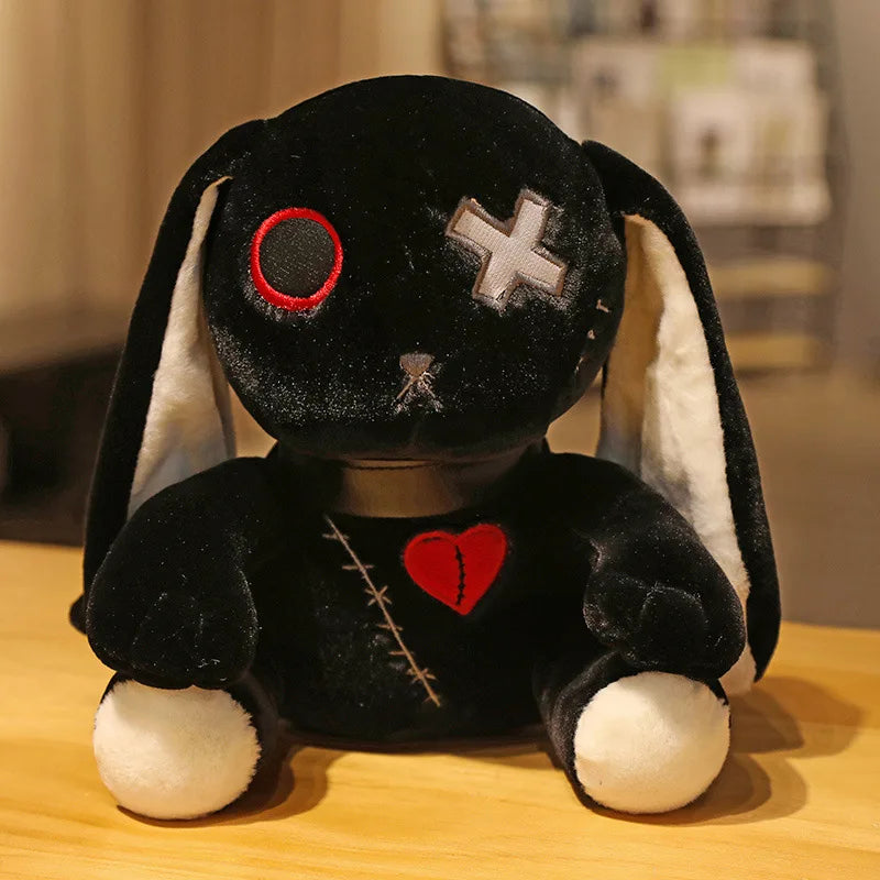 ゴシック風 バツ目 ステッチ 破れハート うさぎぬいぐるみ