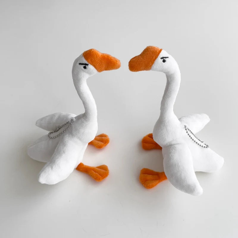 Kawaii Funny White Goose Duck Plush Keychain Backpack Charm Cute Soft Doll Stuffed Animal Toy Holiday Birthday Gift Idea