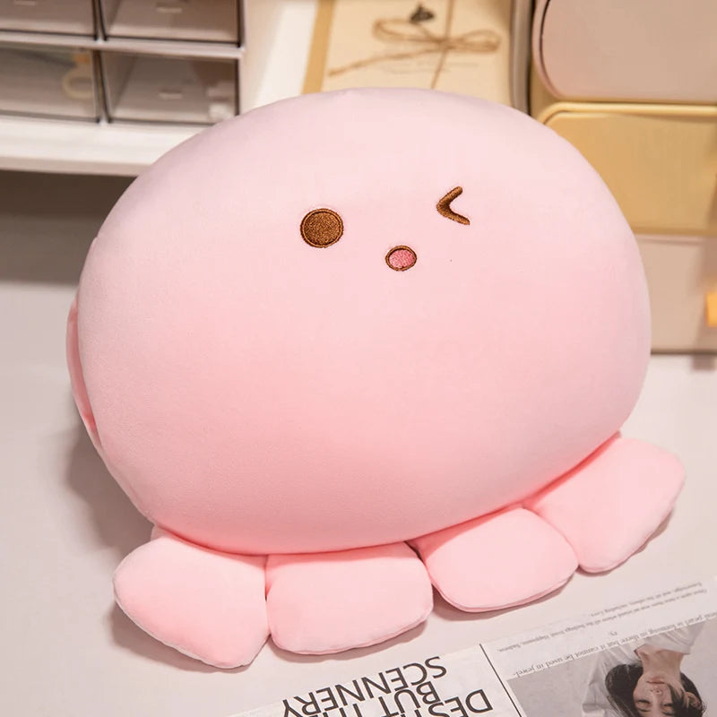 ふわふわ もちもち ウィンク タコ ぬいぐるみ パステルピンク