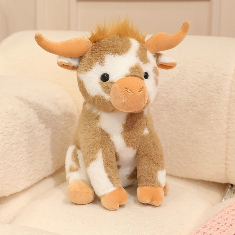 もこもこ たてがみと斑点模様が可愛い牛ぬいぐるみ