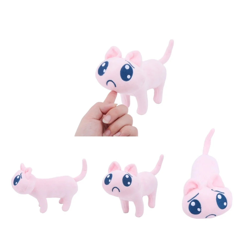 困り顔の薄ピンク猫ぬいぐるみ
